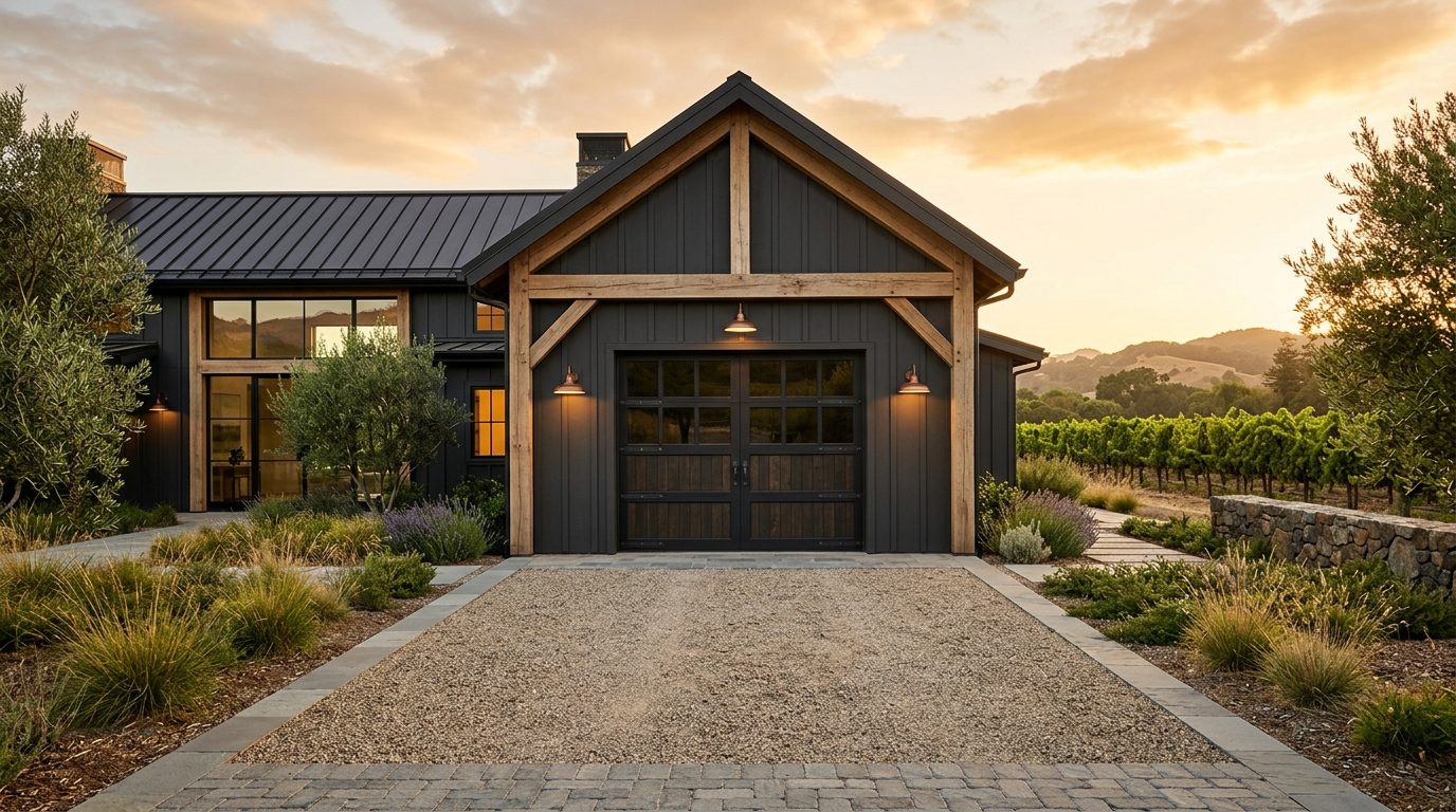 Phillips Garage Doors Services Exterior Closed Garage Door at Twilight